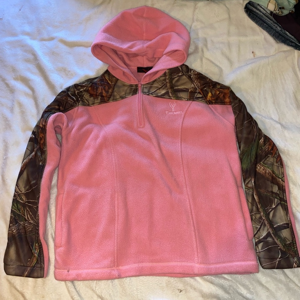Huntworth Pink/Camo half zip with hood